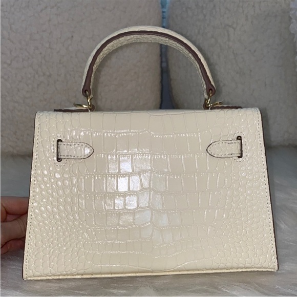 22cm ivory crocodile leather mini top handle handbag - Picture 3 of 6